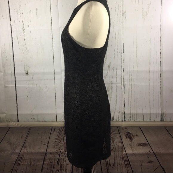 Lush NWOT Black/Gold Lace Fully Lined Dress - Picture 4 of 5